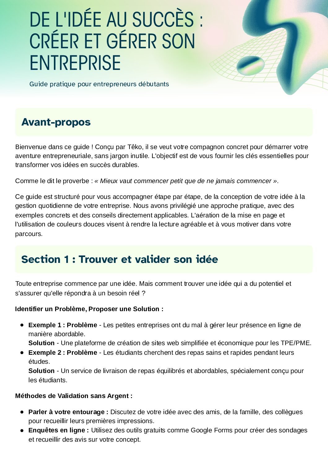 Comment créer et gérer son entreprise