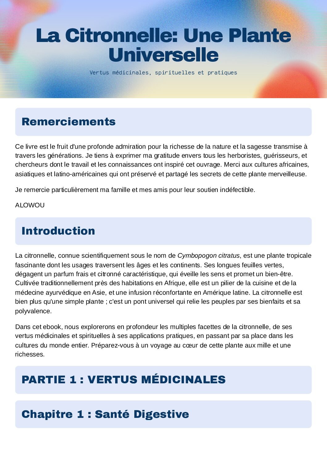 Les vertus médicinales et spirituelles de la plante citronnelle